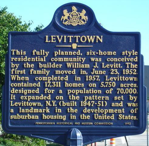 Historic Levittown, PA community sign in an area served by Pack N Go portable storage container rentals