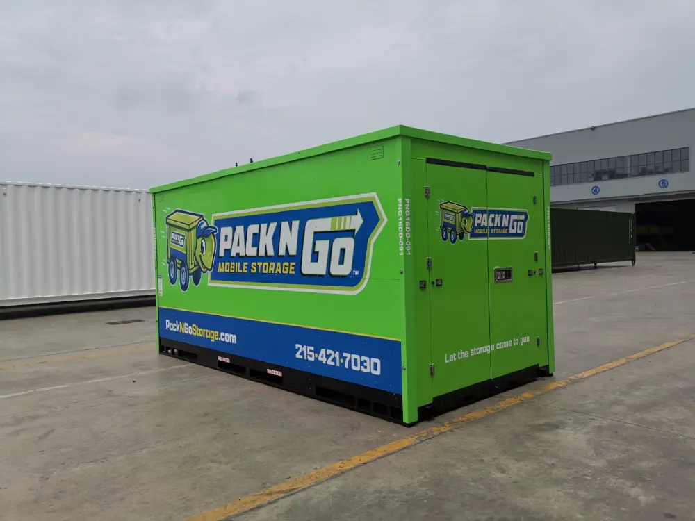 a mobile storage container from PackNGo, delivered to a lot in Glenside, PA